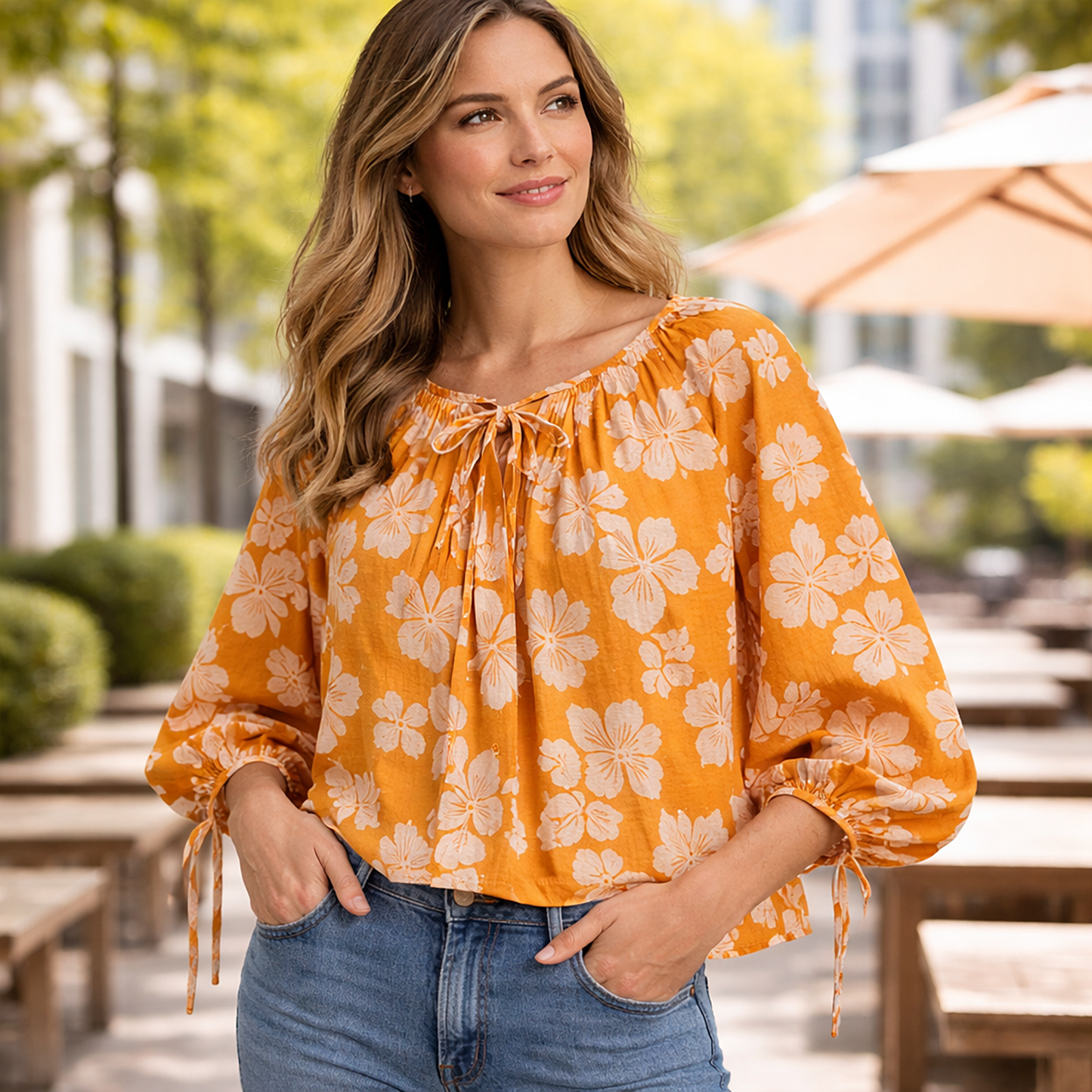 ted baker madia womens orange floral jacquard blouse top 3 uk 12 stains by Ted Baker – blouse | RewearableUK