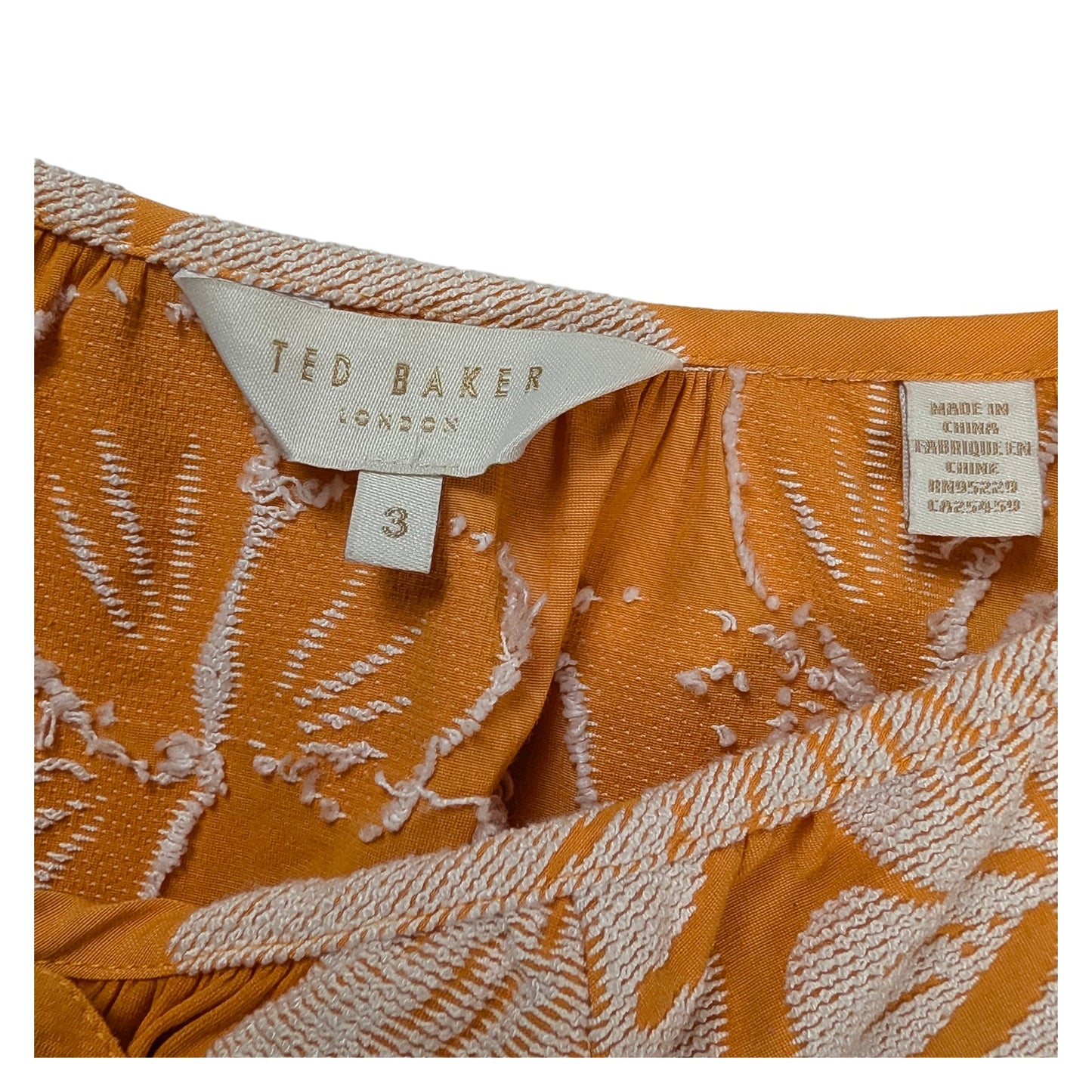 ted baker madia womens orange floral jacquard blouse top 3 uk 12 stains by Ted Baker – blouse | RewearableUK