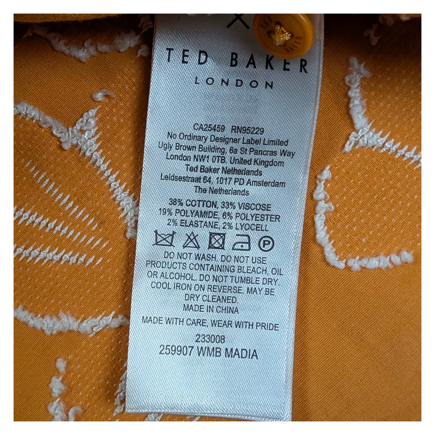 ted baker madia womens orange floral jacquard blouse top 3 uk 12 stains by Ted Baker – blouse | RewearableUK