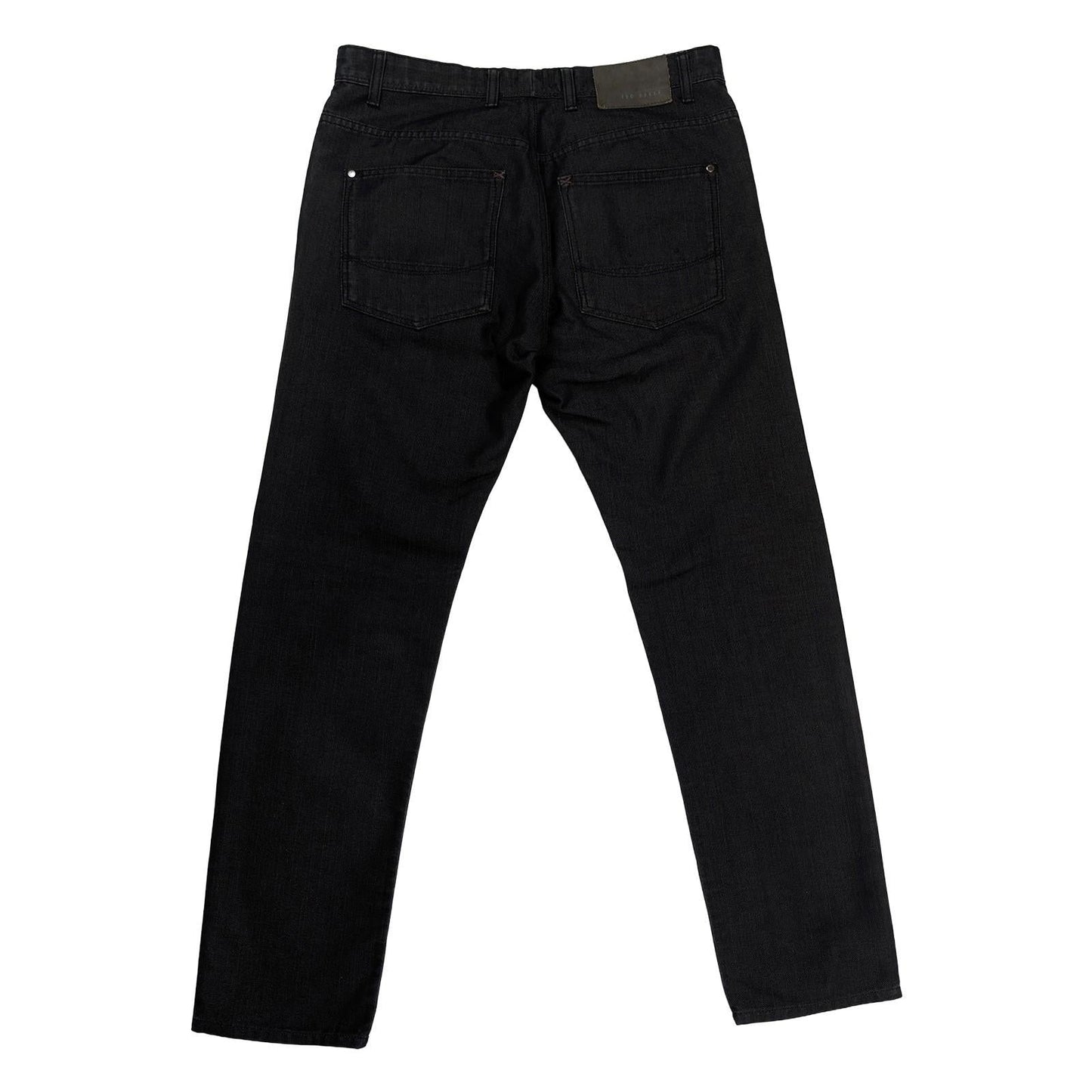 ted baker mens black straight fit coated denim mid rise jeans size w33