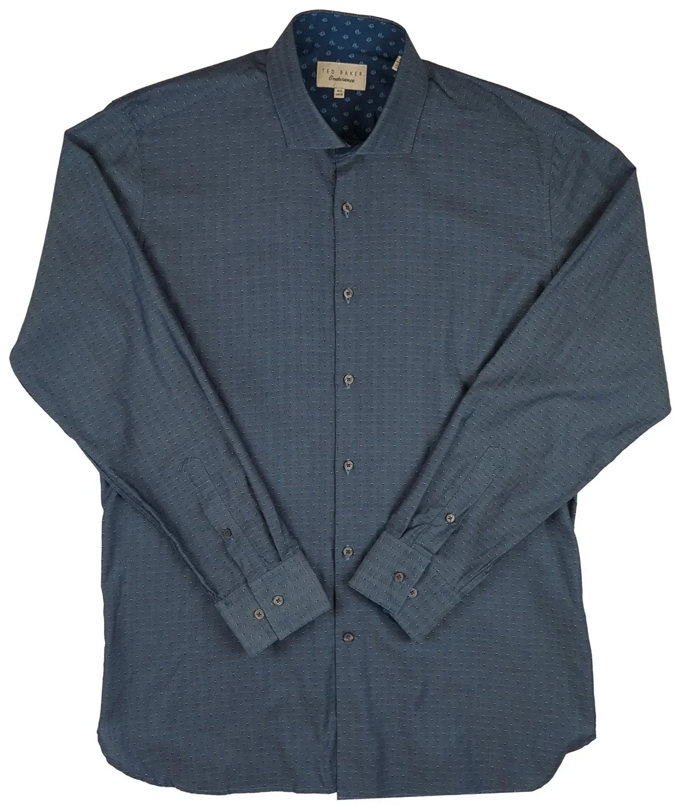Ted Baker Ted Baker Mens Blue Cotton Long Sleeve Smart Casual Shirt Designer Size 16.5 L shirt RewearableUK