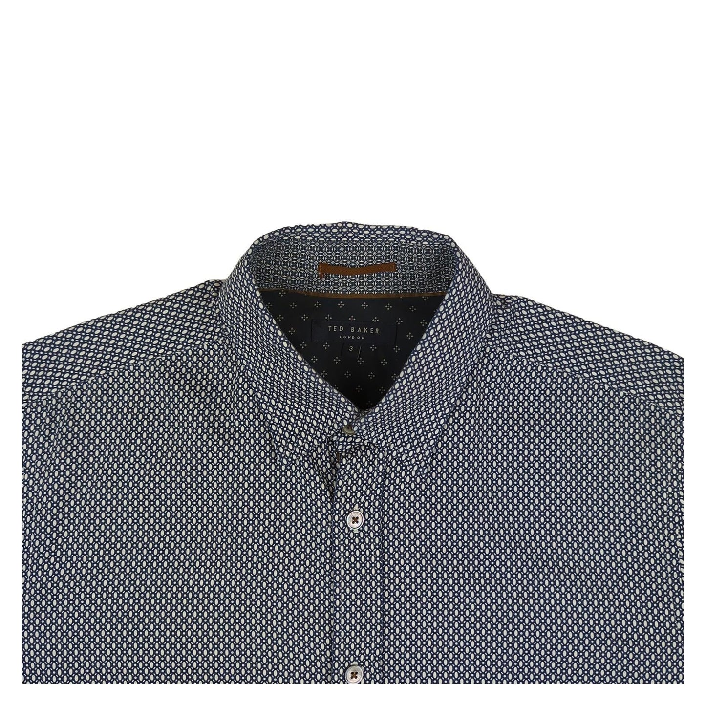 Ted Baker Ted Baker Men's Blue Geometric Long Sleeve Cotton Shirt Size 3 M Casual shirt RewearableUK