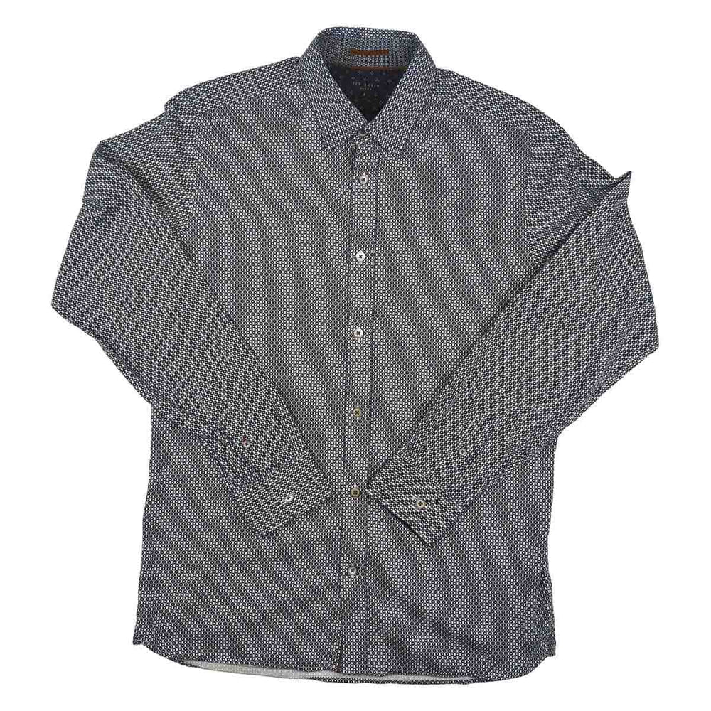 Ted Baker Men's Blue Geometric Long Sleeve Cotton Shirt Size 3 M Casual – Shirt product photo 2 | RewearableUK