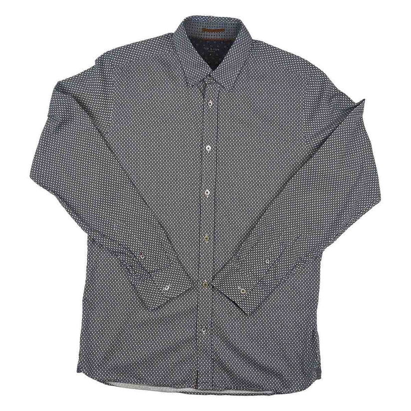 Ted Baker Men's Blue Geometric Long Sleeve Cotton Shirt Size 3 M Casual – Shirt product photo 2 | RewearableUK