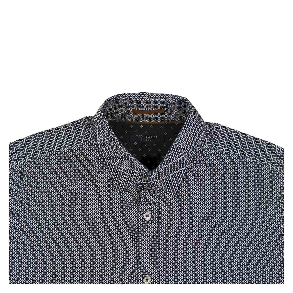 Ted Baker Men's Blue Geometric Long Sleeve Cotton Shirt Size 3 M Casual by Ted Baker – shirt | RewearableUK