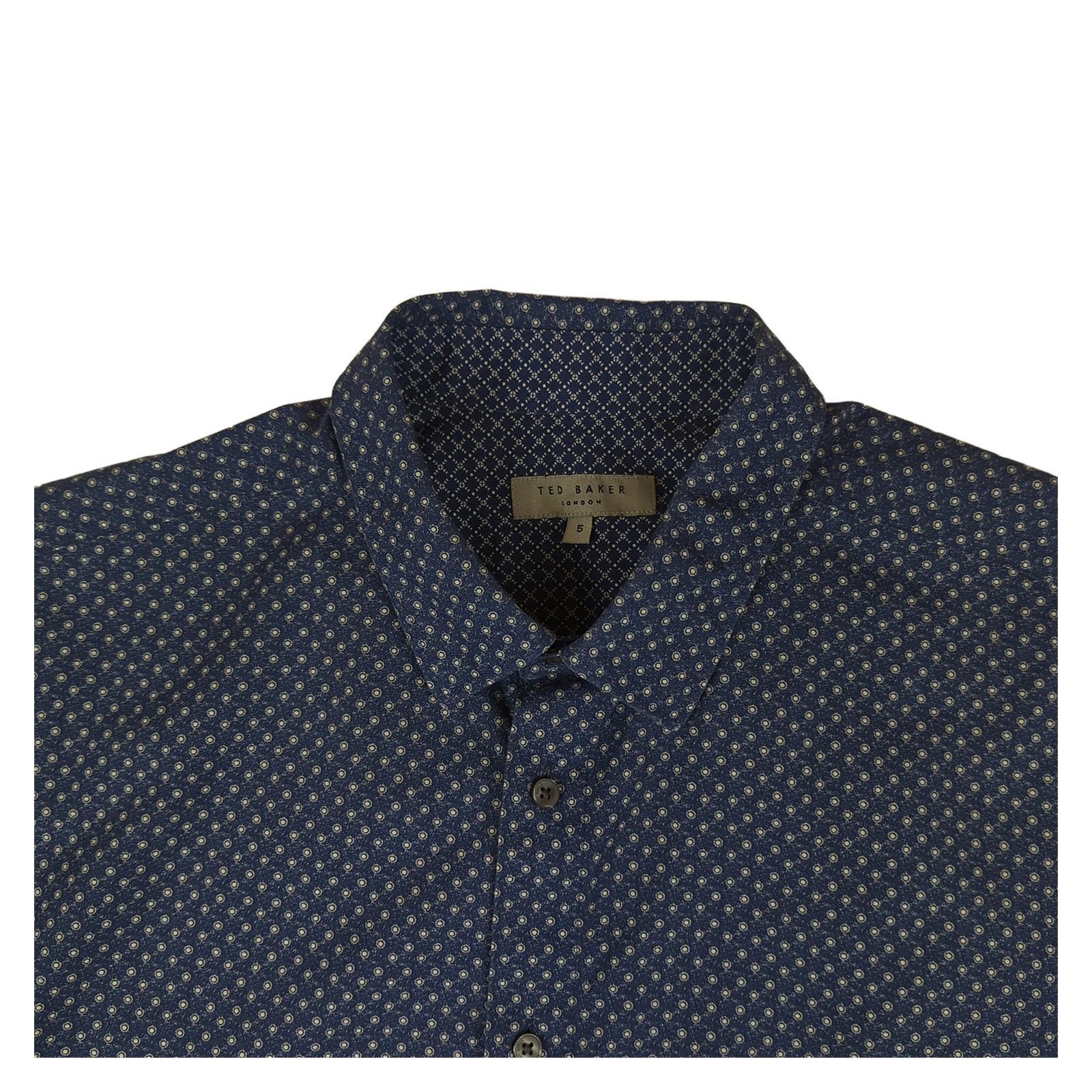 Ted Baker Ted Baker Mens Blue Paisley Shirt Long Sleeve Cotton Smart Casual Designer XL shirt RewearableUK
