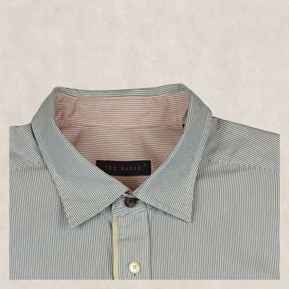 Ted Baker Mens Casual Shirt Large Size 4 Pink Blue Stripe Cotton Long Sleeve Top by Ted Baker – shirt | RewearableUK