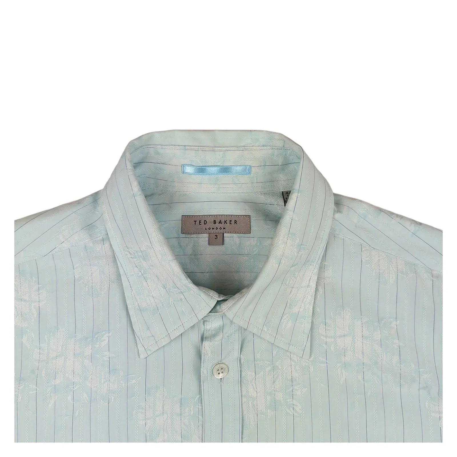 Ted Baker Ted Baker Mens Floral Shirt Turquoise Short Sleeve Cotton Smart Casual Size 3 M shirt RewearableUK