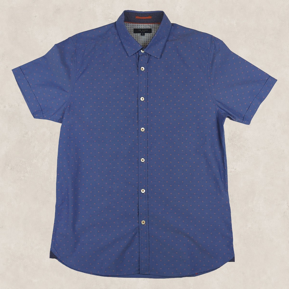 Ted Baker Men's Geometric Short Sleeve Shirt | Blue | Size 3 (M) by Ted Baker – shirt | RewearableUK