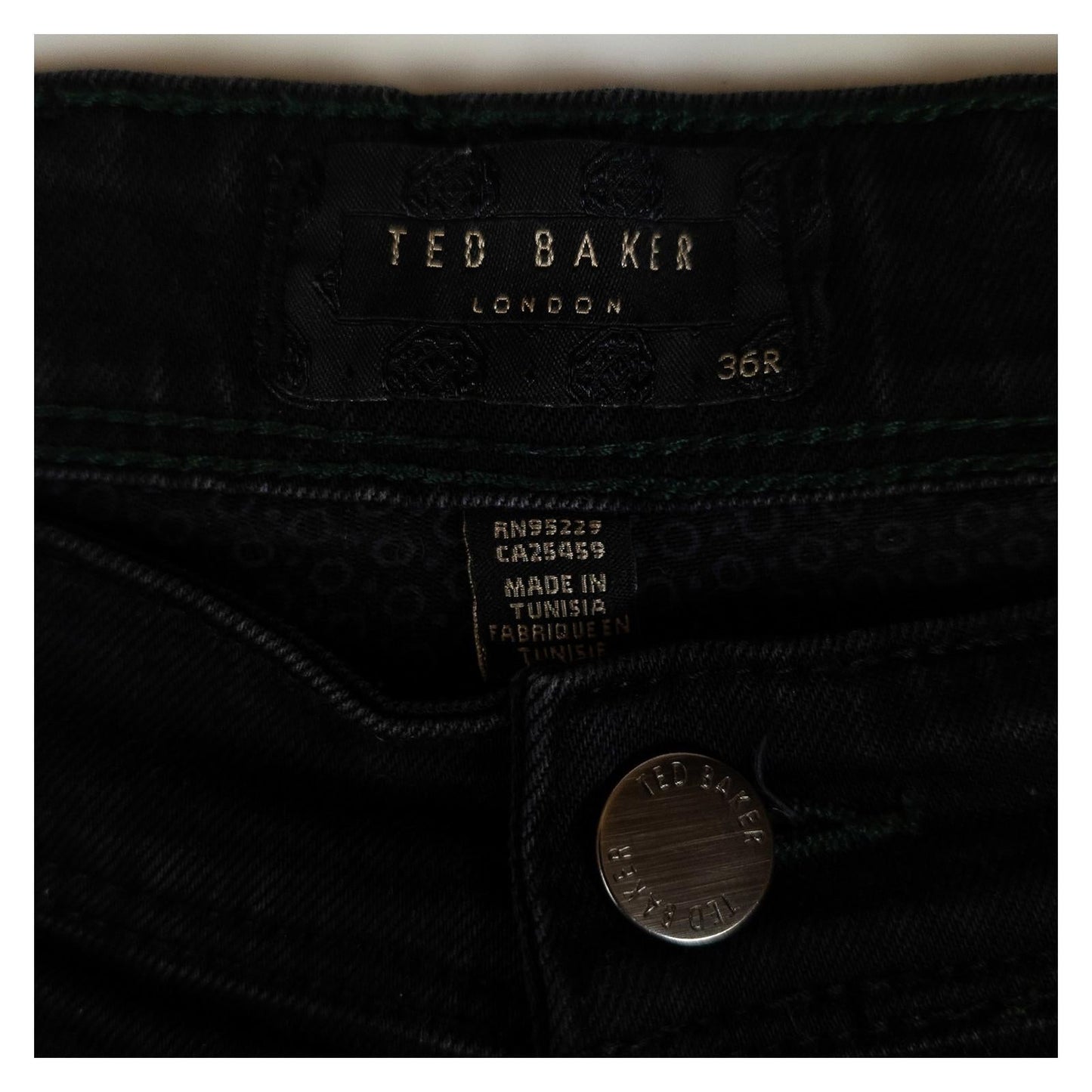 Ted Baker Men's Jeans 36R Black Stretch Slim Straight Designer Denim Pants by Ted Baker – | RewearableUK