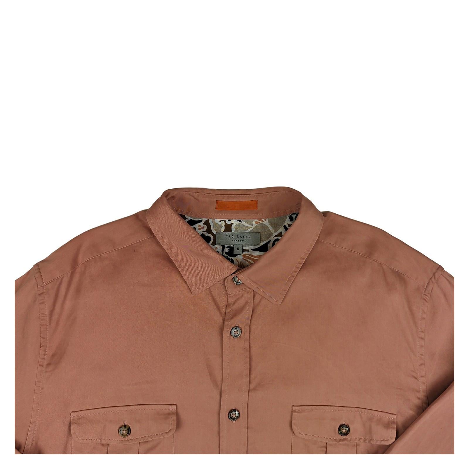 Ted Baker Ted Baker Men's Orange Cotton Long Sleeve Shirt Size XL Casual shirt RewearableUK