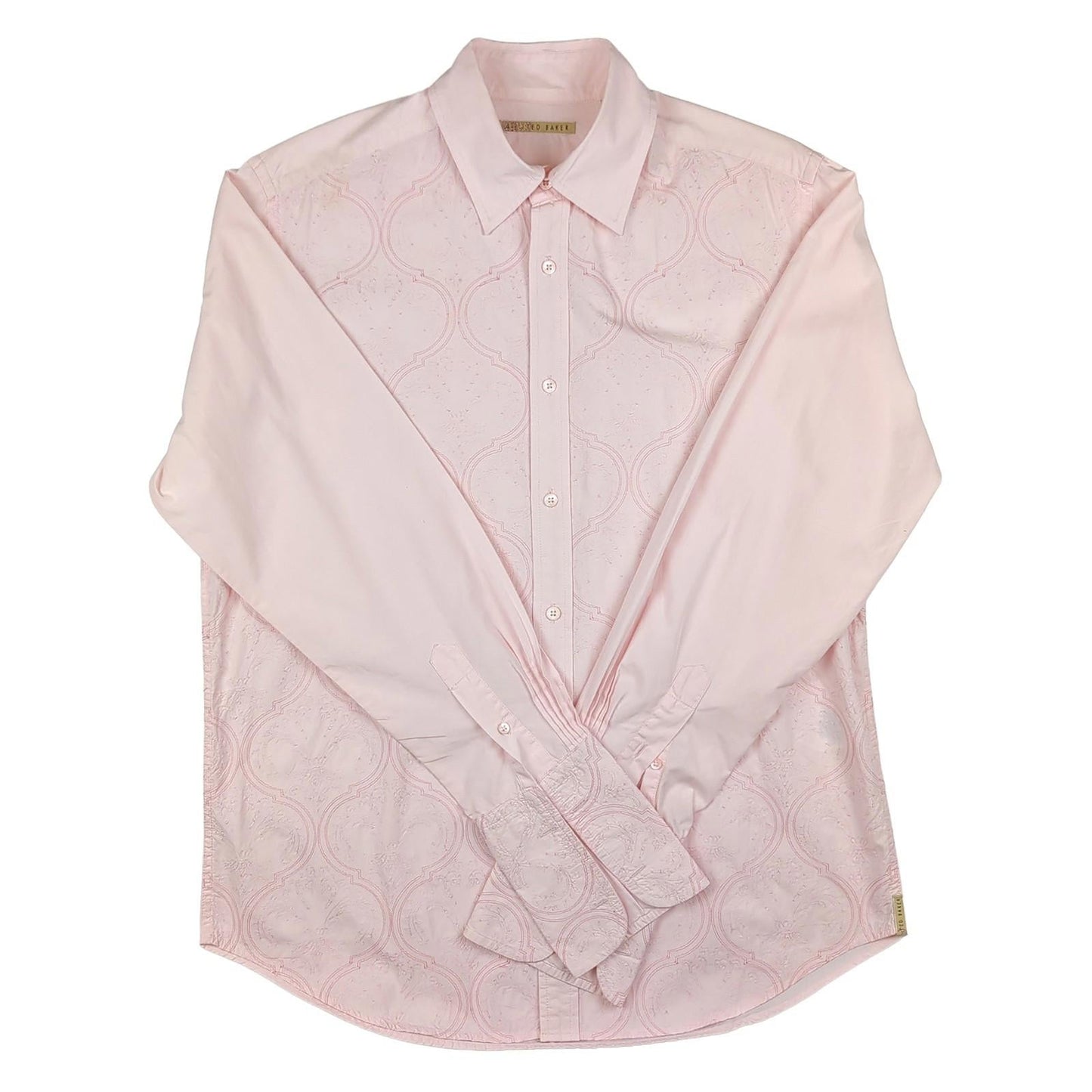 Ted Baker Ted Baker Mens Shirt L Large Pink Floral Print Long Sleeve Cotton Casual Used shirt RewearableUK