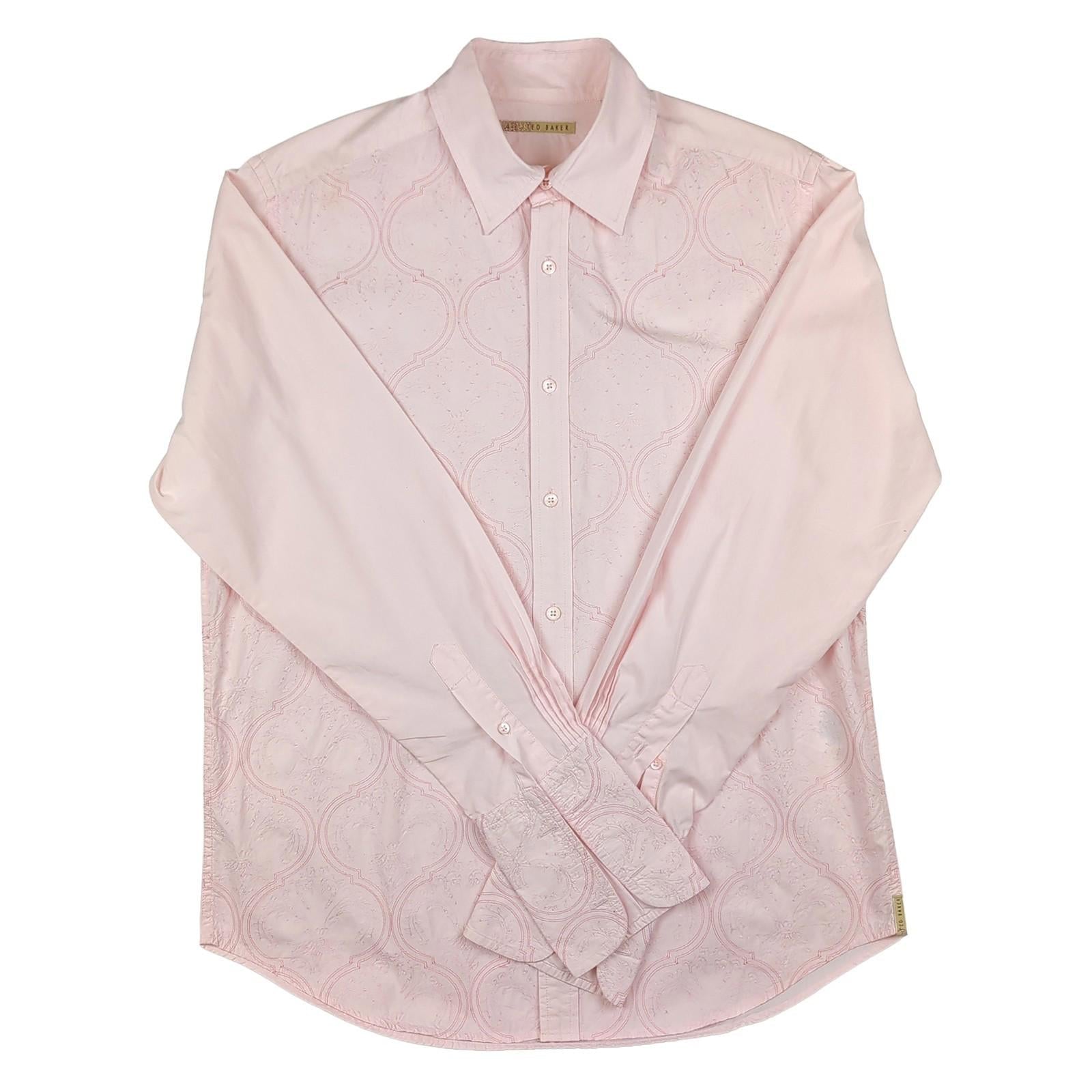 Ted Baker Ted Baker Mens Shirt L Large Pink Floral Print Long Sleeve Cotton Casual Used shirt RewearableUK