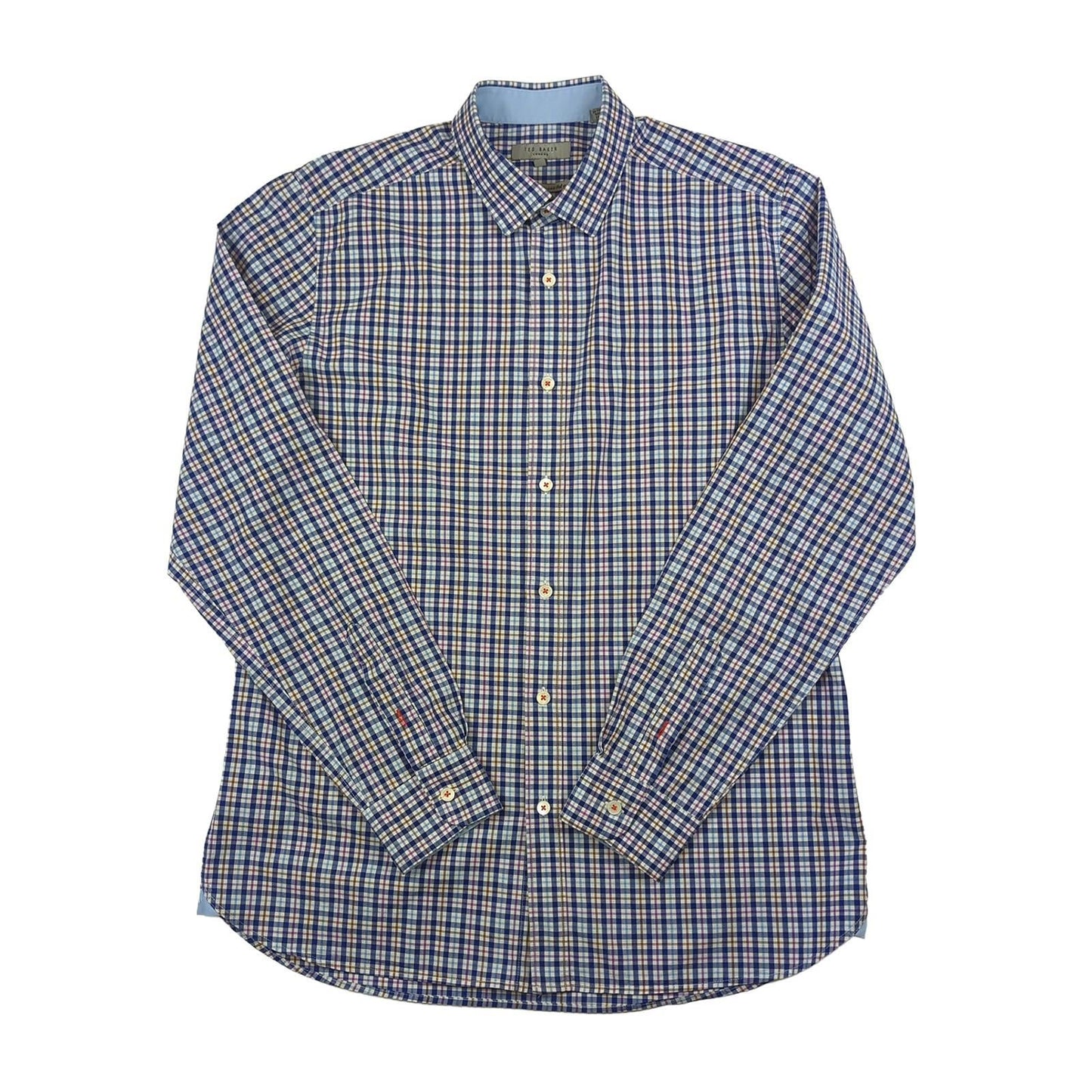Ted Baker TED BAKER Mens Shirt Large Size 4 Check Pattern Long Sleeve Cotton Casual Top shirt RewearableUK