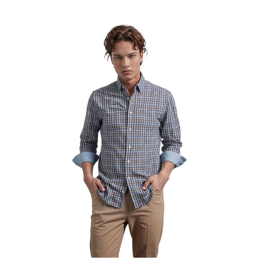 Ted Baker TED BAKER Mens Shirt Large Size 4 Check Pattern Long Sleeve Cotton Casual Top shirt RewearableUK