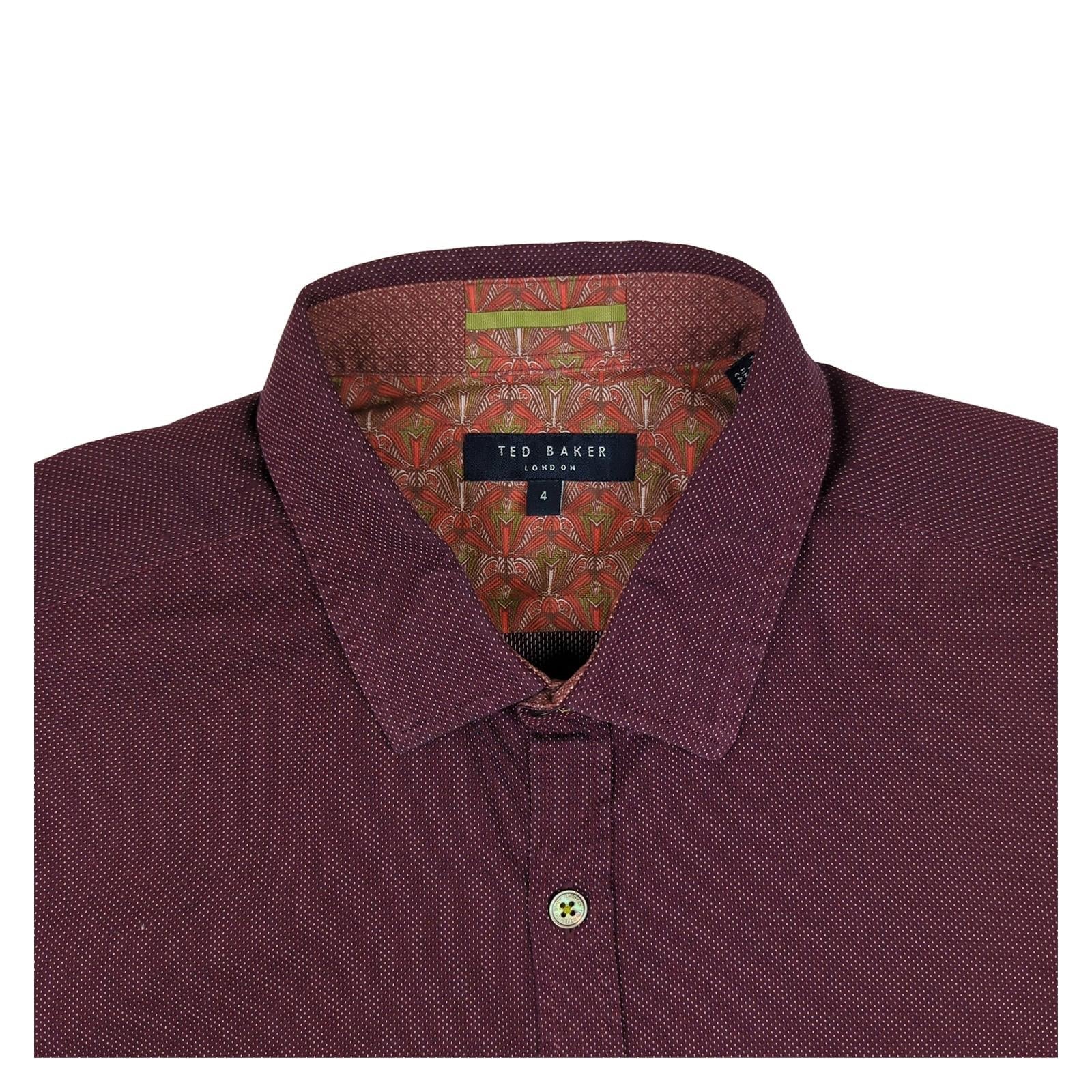 Ted Baker Ted Baker Mens Shirt Large Size 4 Red Long Sleeve Cotton Button Up Smart Casual shirt RewearableUK