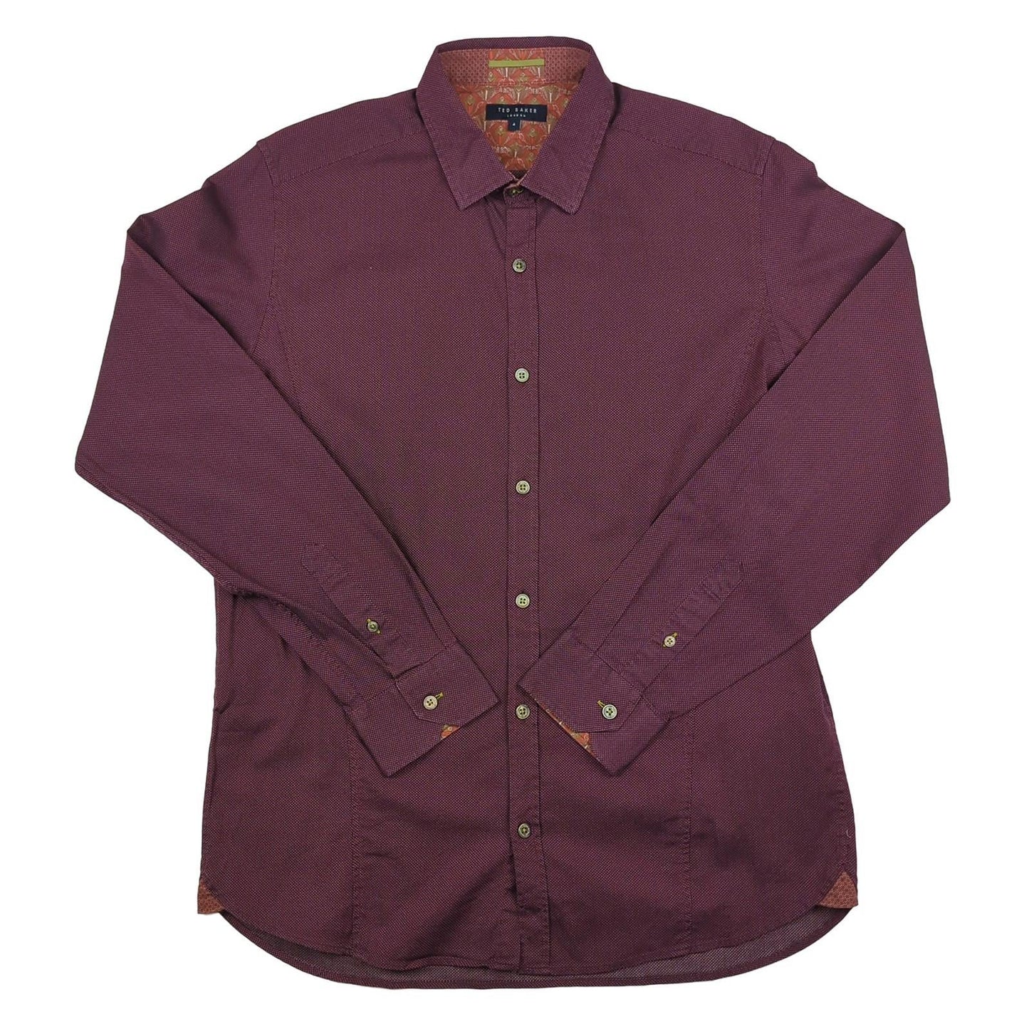 Ted Baker Ted Baker Mens Shirt Large Size 4 Red Long Sleeve Cotton Button Up Smart Casual shirt RewearableUK