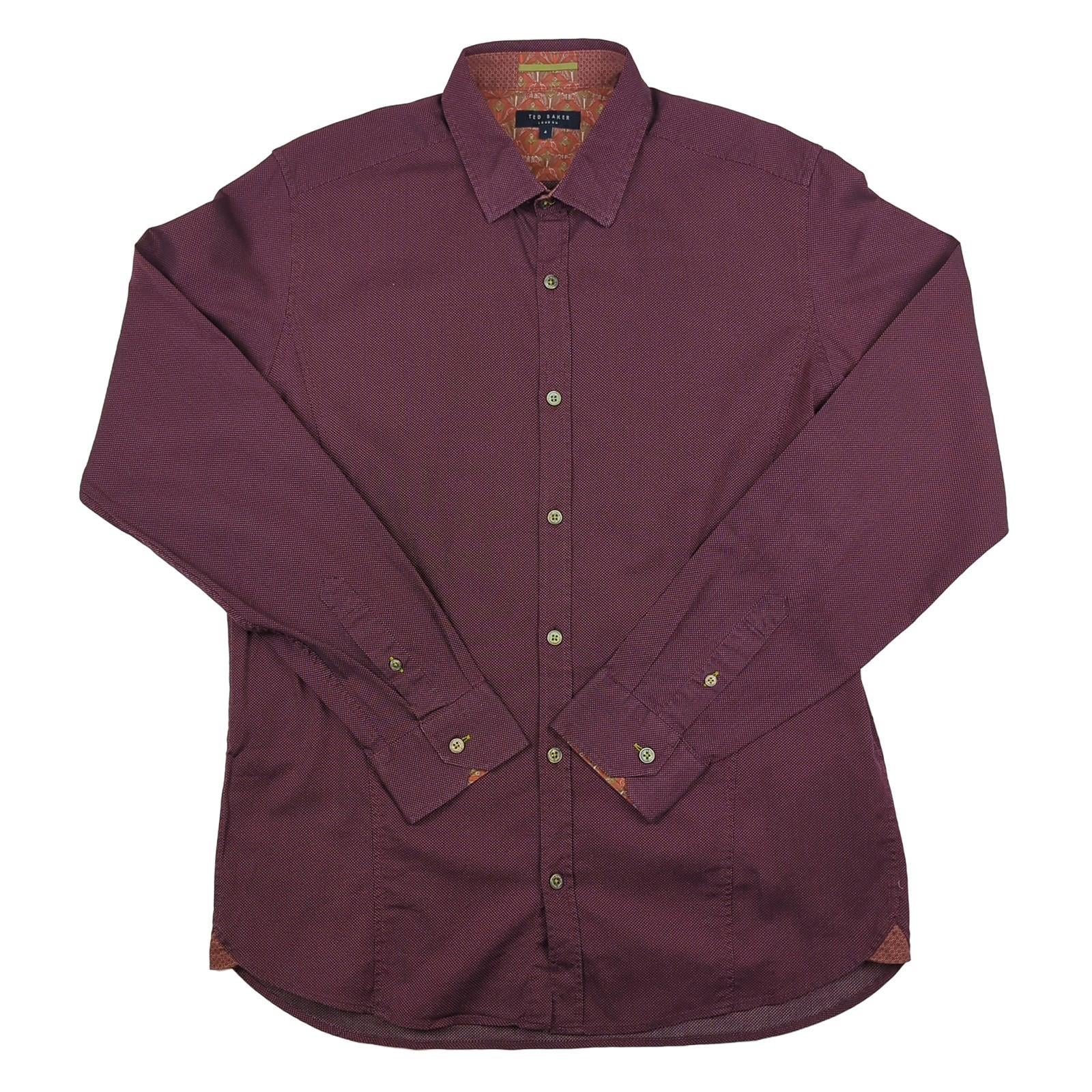 Ted Baker Ted Baker Mens Shirt Large Size 4 Red Long Sleeve Cotton Button Up Smart Casual shirt RewearableUK