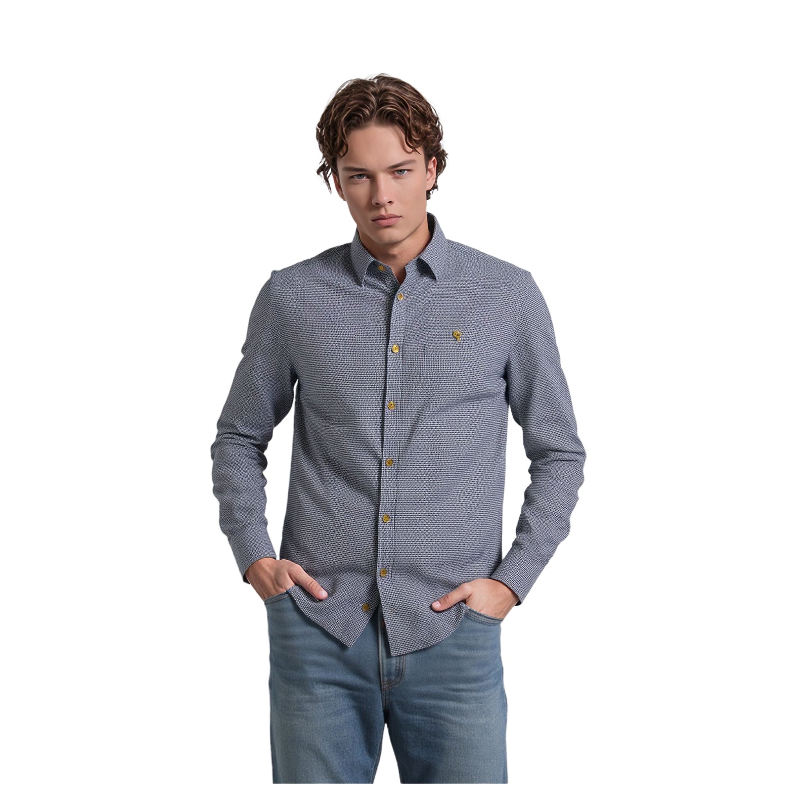 Ted Baker Ted Baker Mens Shirt Medium Size 3 Blue Geometric Print Long Sleeve Cotton Casua shirt RewearableUK