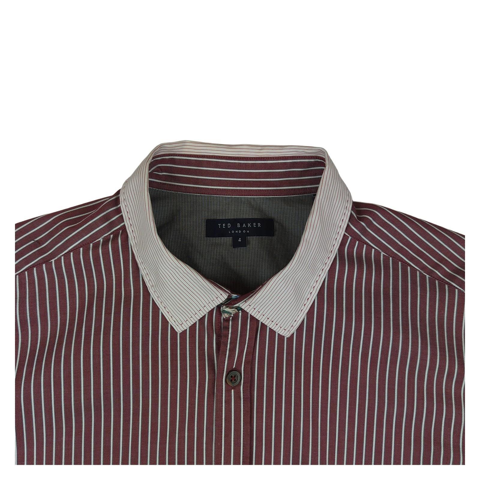 Ted Baker Ted Baker Mens Shirt Size 4 Large Violet Striped Long Sleeve Cotton Regular Fit shirt RewearableUK