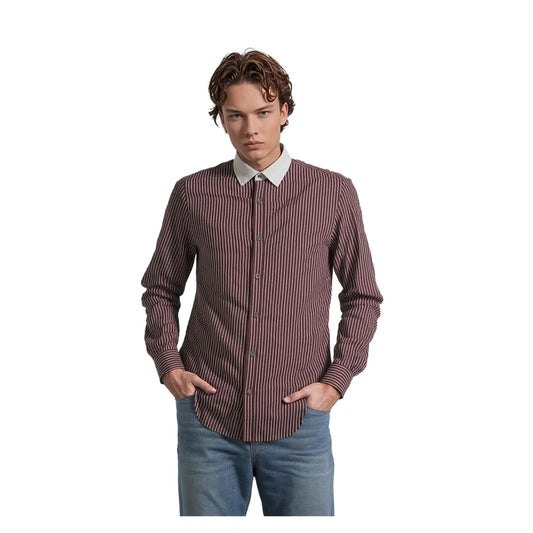 Ted Baker Ted Baker Mens Shirt Size 4 Large Violet Striped Long Sleeve Cotton Regular Fit shirt RewearableUK