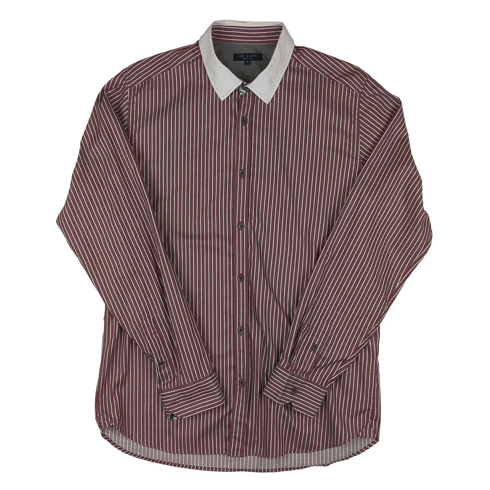 Ted Baker Ted Baker Mens Shirt Size 4 Large Violet Striped Long Sleeve Cotton Regular Fit shirt RewearableUK