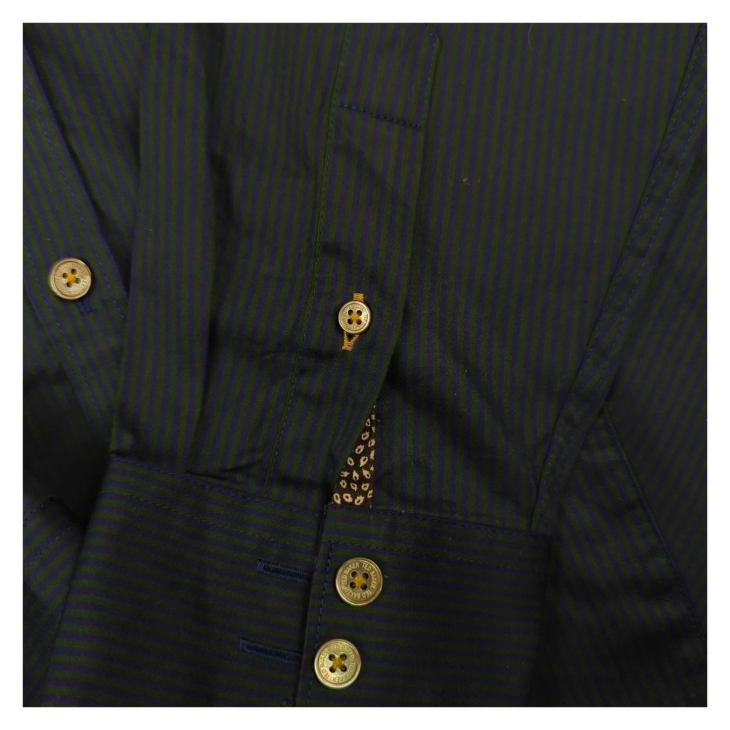 Ted Baker Ted Baker Men’s Shirt Size L Navy Blue Striped Cotton Long Sleeve Smart Casual shirt RewearableUK