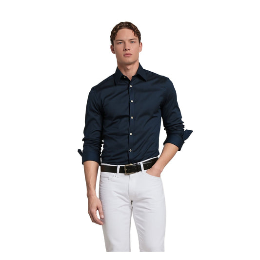 Ted Baker Ted Baker Men’s Shirt Size L Navy Blue Striped Cotton Long Sleeve Smart Casual shirt RewearableUK