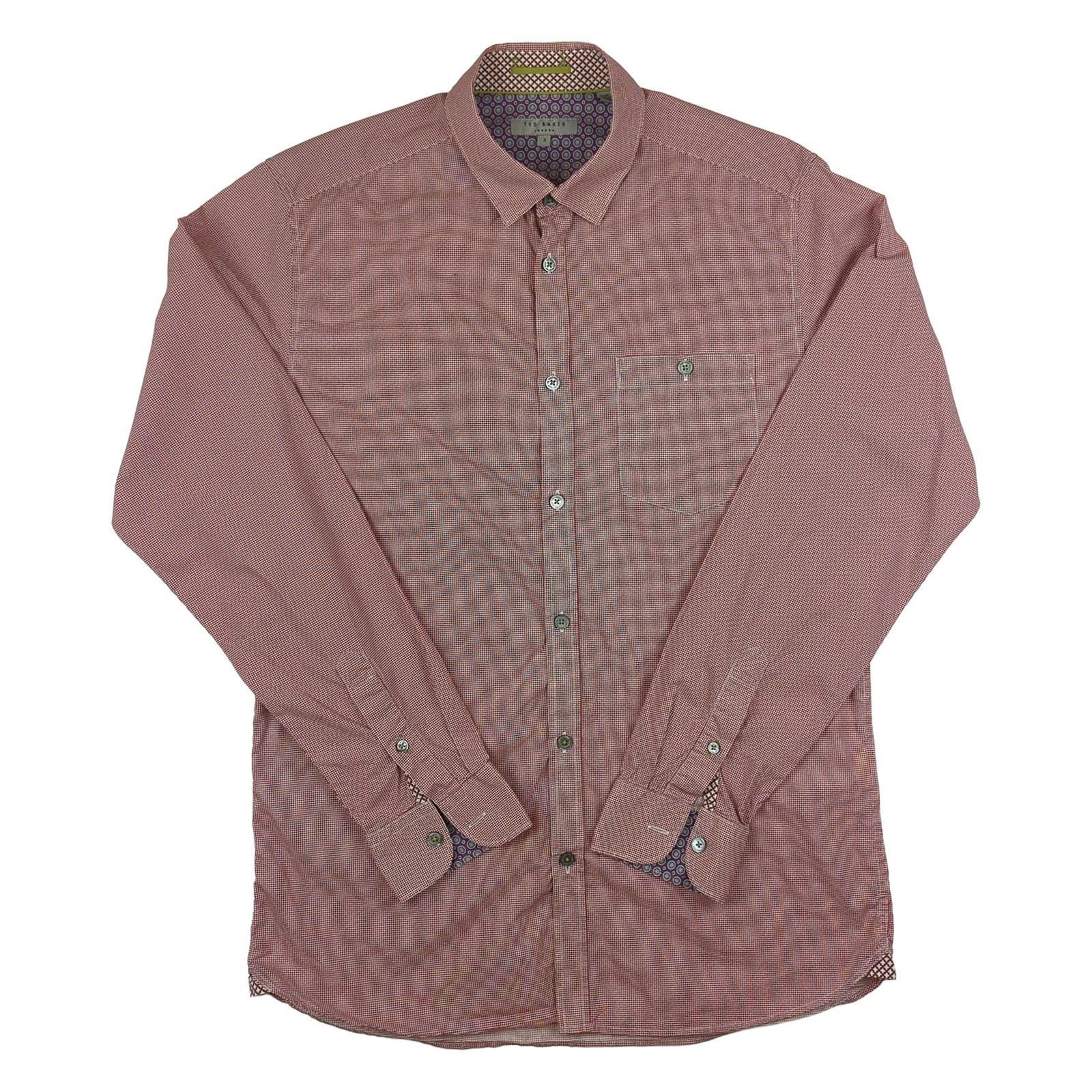 Ted Baker Ted Baker Mens Shirt Size M 3 Red Check Long Sleeve Cotton Regular Fit shirt RewearableUK