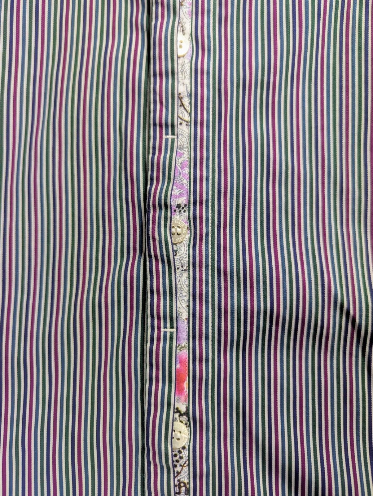 Ted Baker Ted Baker Mens Shirt XL Size 5 Multicolour Stripe Long Sleeve Cotton Casual Top shirt RewearableUK