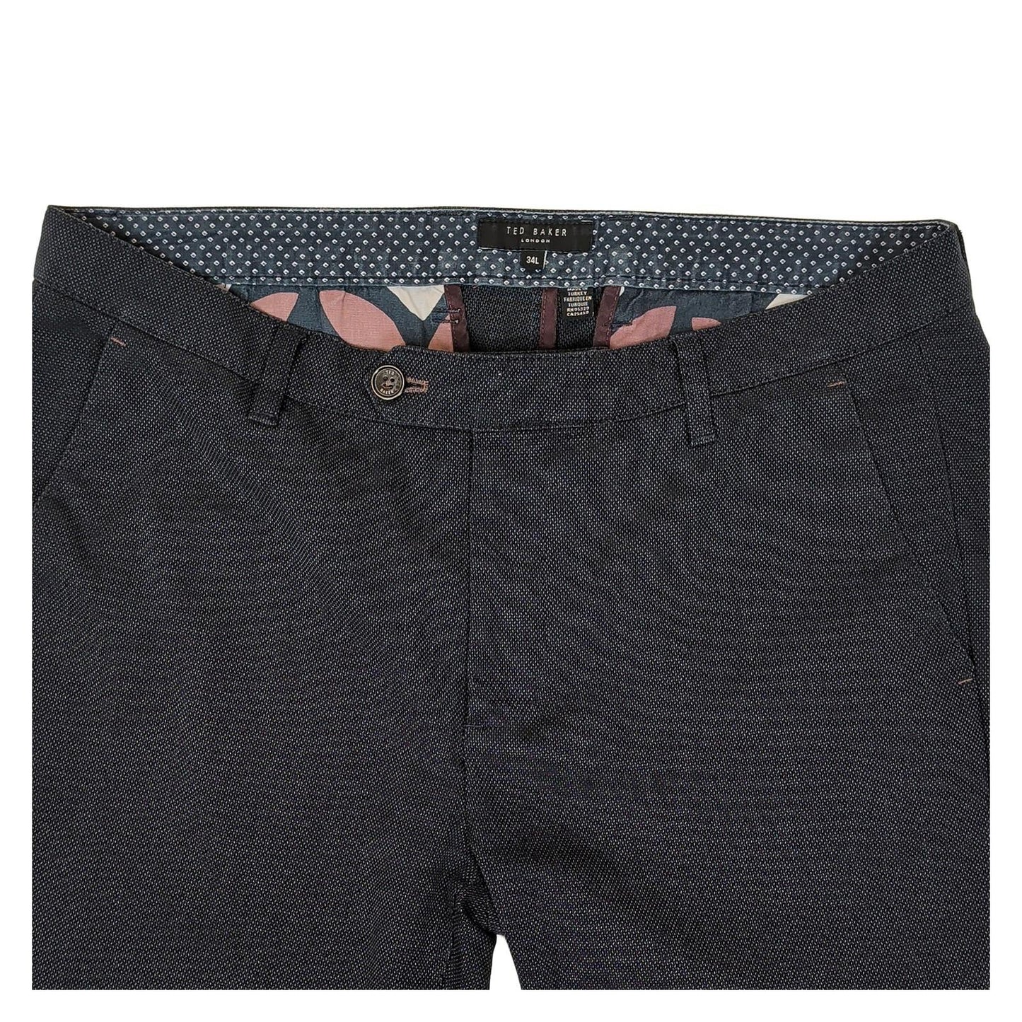 ted baker mens size 34 l dark blue textured slim fit chinos trousers pants by Baker – | RewearableUK