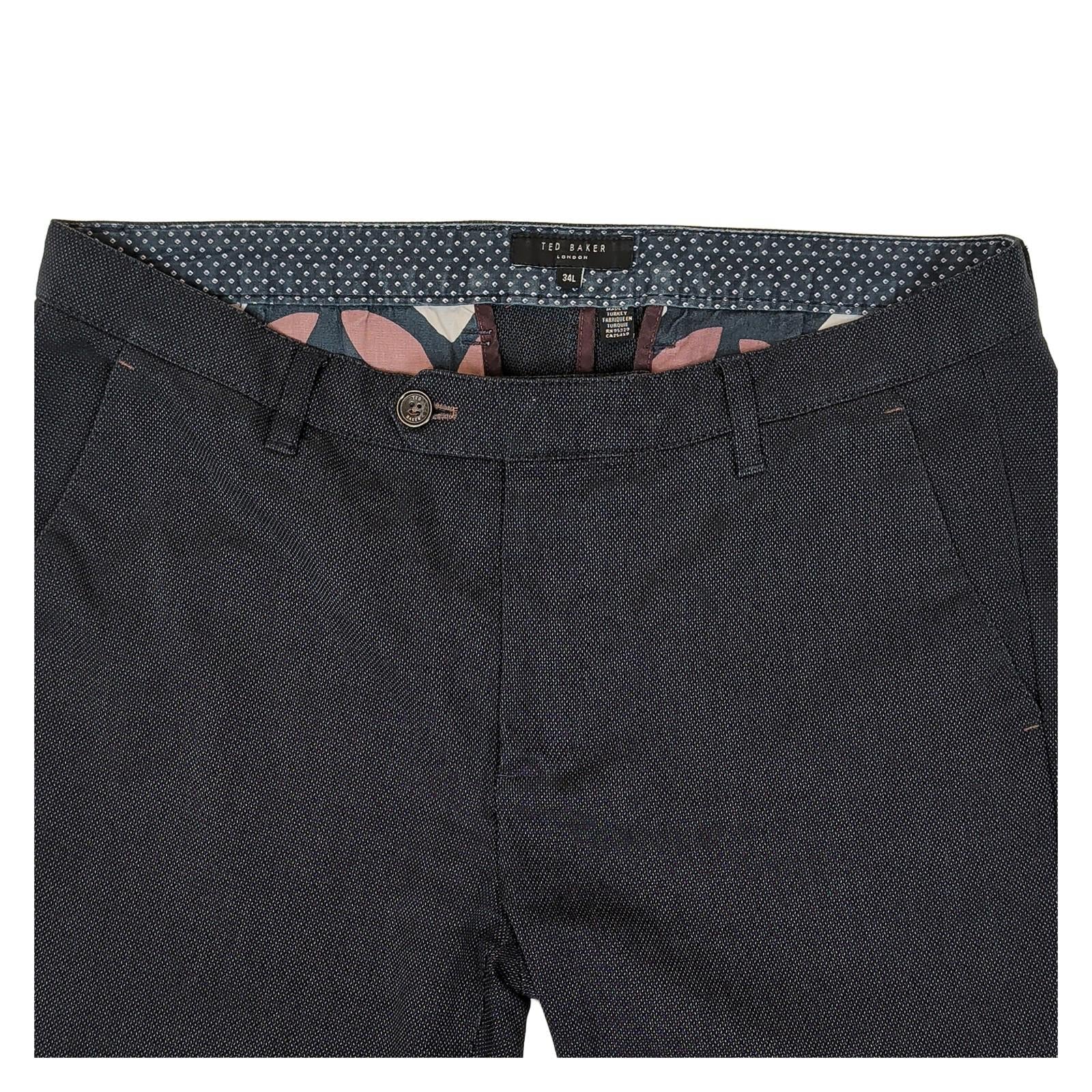 ted baker mens size 34 l dark blue textured slim fit chinos trousers pants by Baker – | RewearableUK