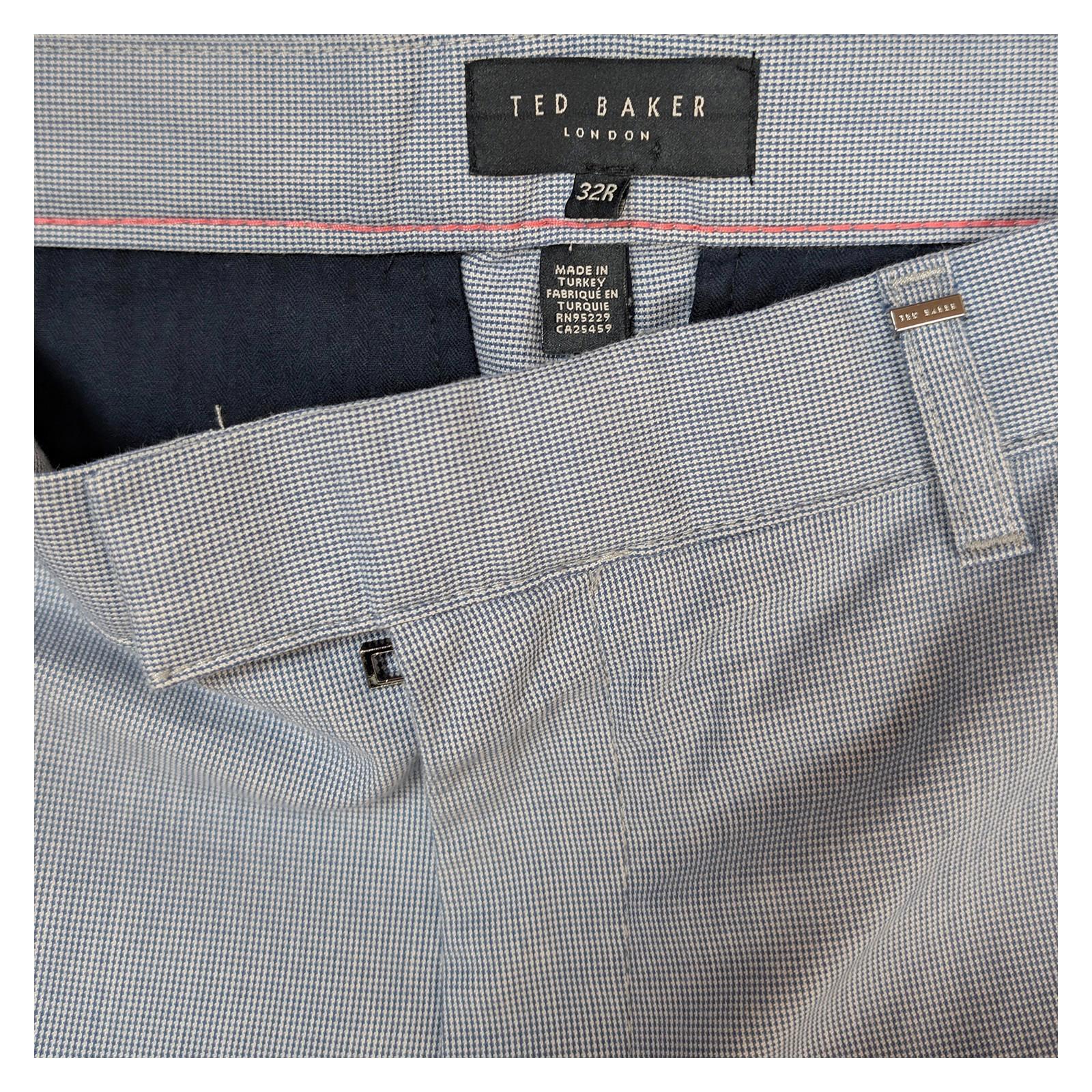 ted baker mens smart tailored trousers size 32 r light blue micro check by Baker – | RewearableUK