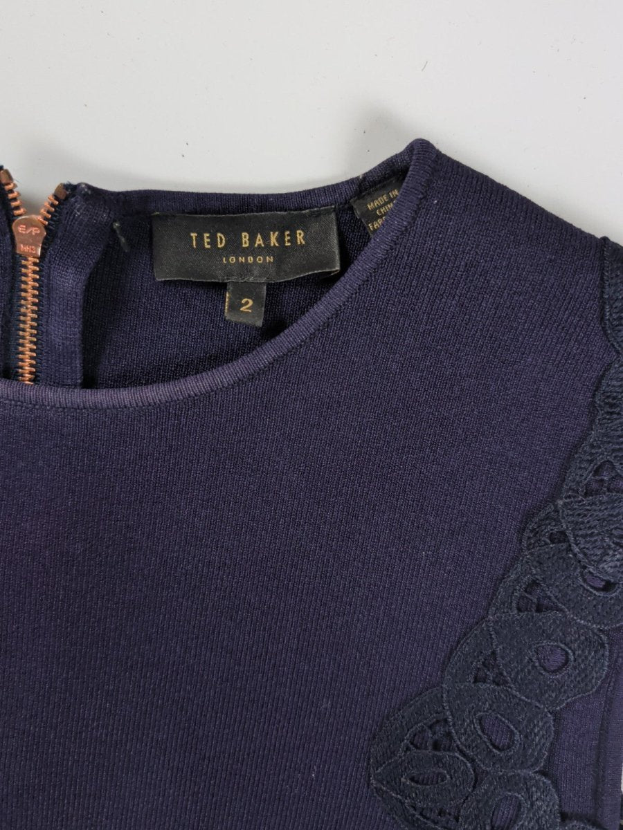 Ted Baker Navy Cutwork Lace Sleeveless Top Size 2 UK 10 – product photo 4 | RewearableUK