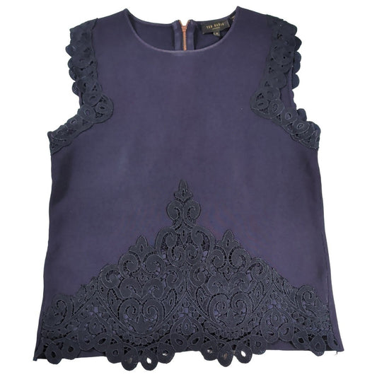 Ted Baker Navy Cutwork Lace Sleeveless Top Size 2 UK 10 – product photo 1 | RewearableUK