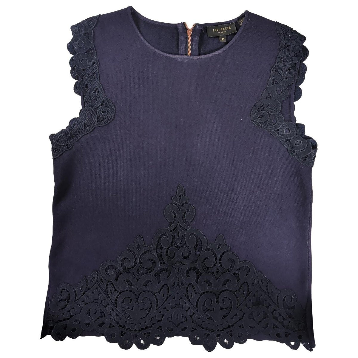 Ted Baker Navy Cutwork Lace Sleeveless Top Size 2 UK 10 – product photo 2 | RewearableUK