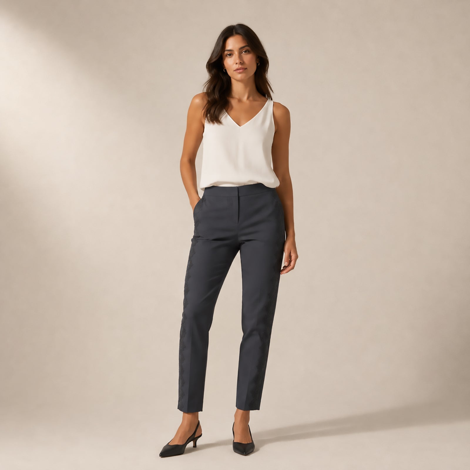 Ted Baker Navy Lace Side Tapered Trousers Size 1 Womens by Ted Baker – SMART | RewearableUK