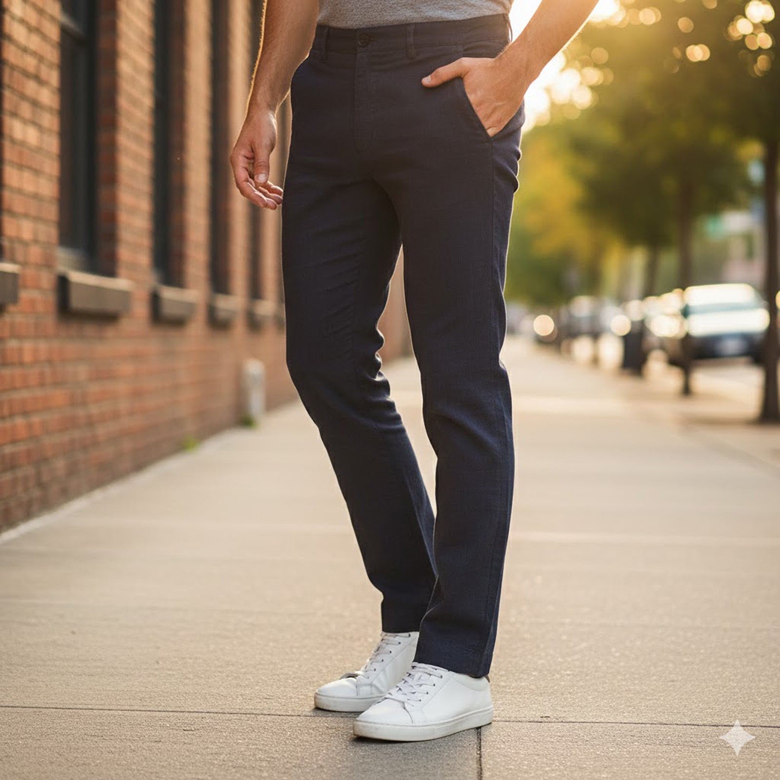 Ted Baker Navy Linen Blend Trousers | Men's 32R by Baker – | RewearableUK