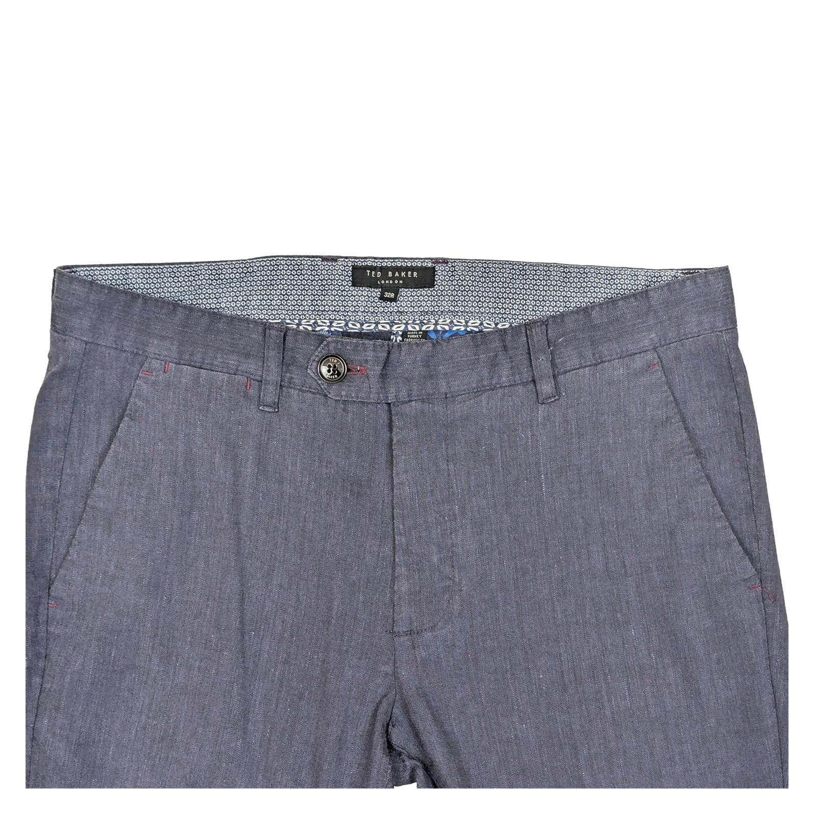 Ted Baker Navy Linen Blend Trousers Men's Size 32R Regular Smart Casual Summer by Baker – | RewearableUK