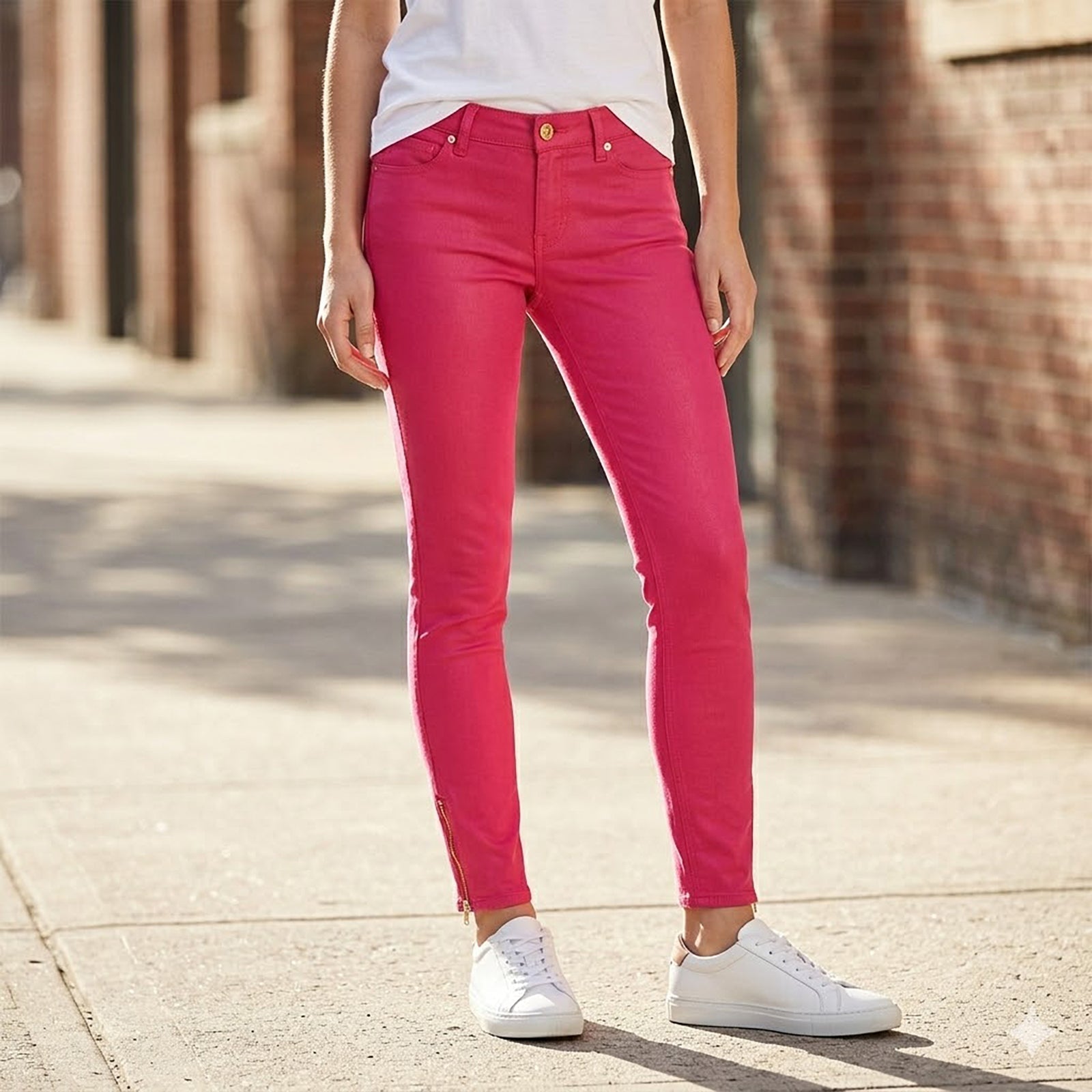 ted baker nwt womens mid pink esstie resin finish skinny ankle zip jeans w26 by Ted Baker – JEANS | RewearableUK