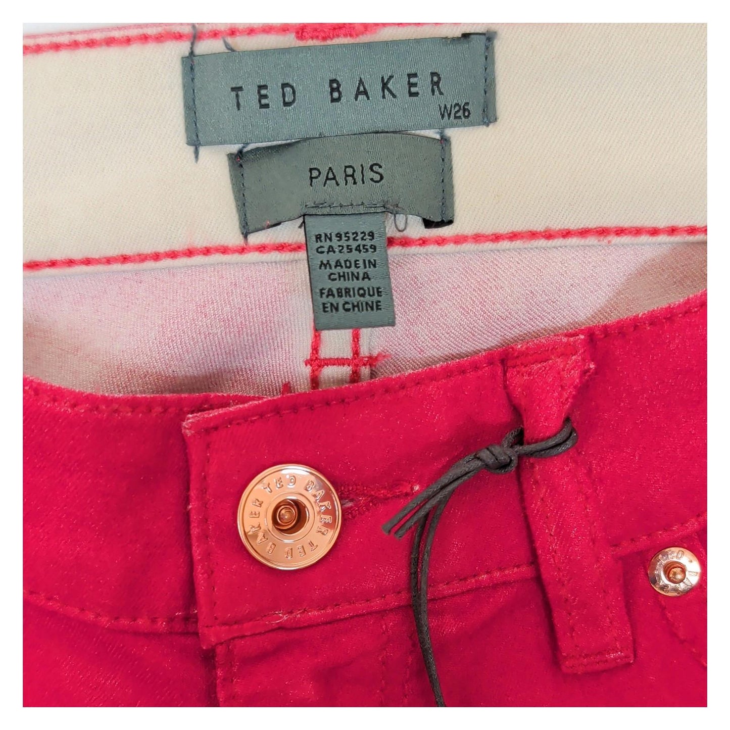 Ted Baker NWT Womens W26 Mid Pink Esstie Resin Finish Skinny Jeans Ankle Zip by Ted Baker – | RewearableUK