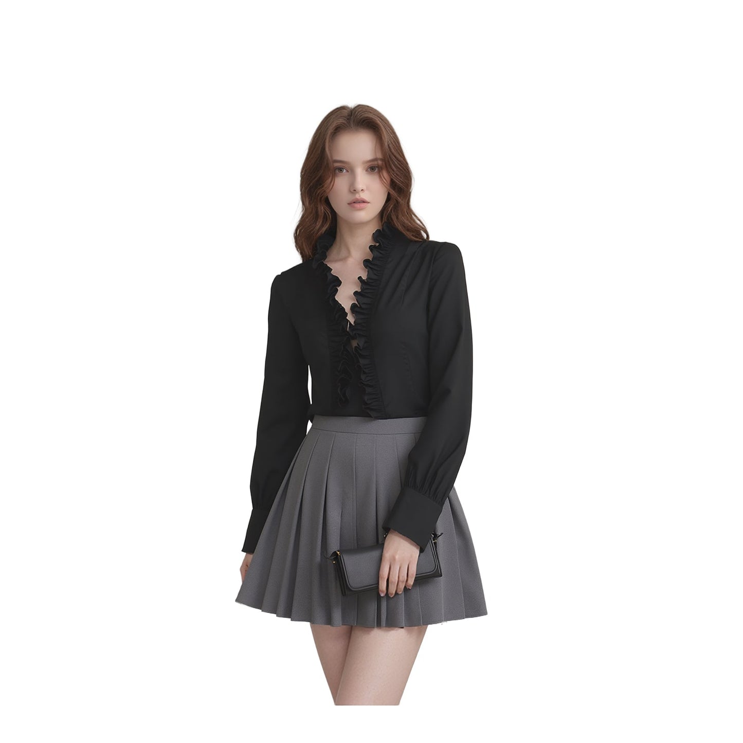 Ted Baker Ruffle Front Shirt Black | Women's Size 2 (UK 10) by Ted Baker – blouse | RewearableUK