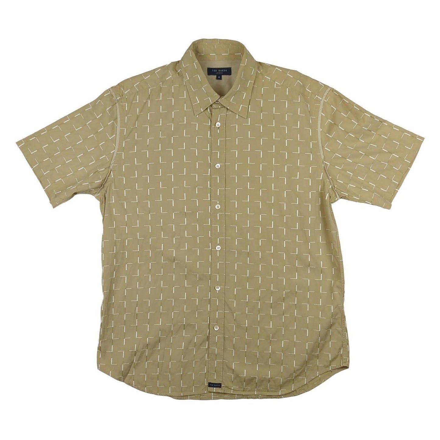 Ted Baker Ted Baker Shirt Mens L Large Brown Check Short Sleeve Cotton Casual Button Up shirt RewearableUK
