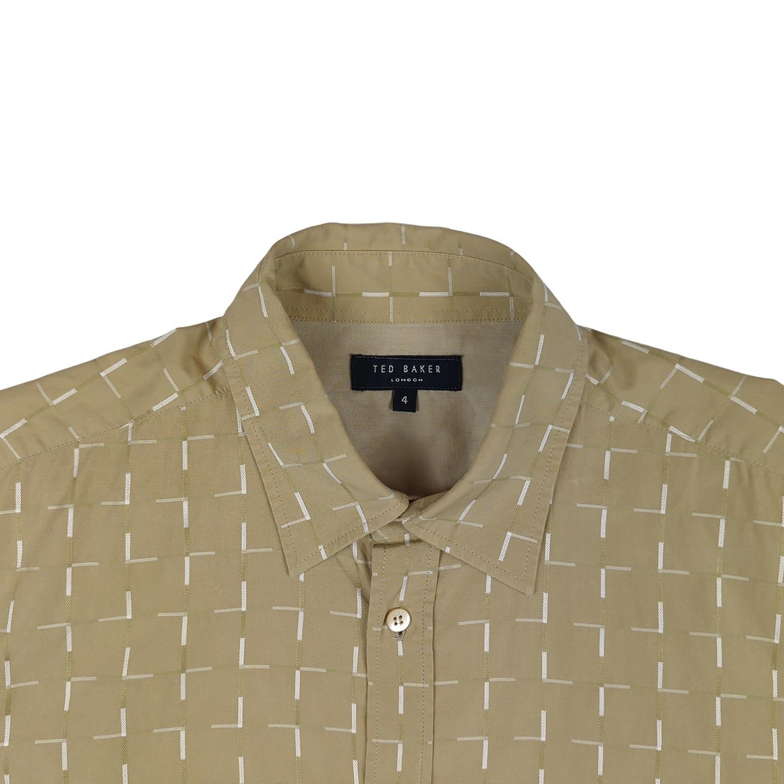 Ted Baker Ted Baker Shirt Mens L Large Brown Check Short Sleeve Cotton Casual Button Up shirt RewearableUK