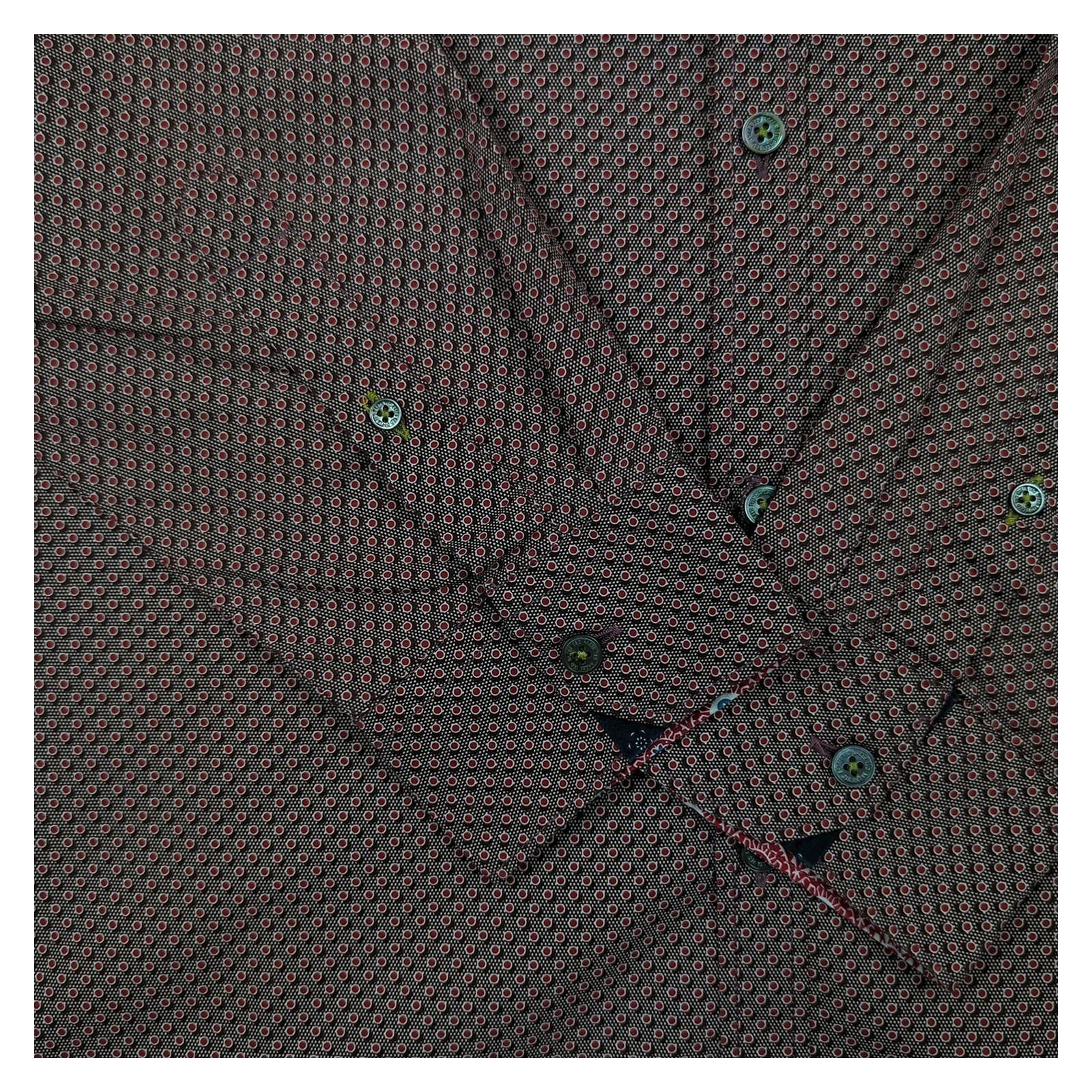 Ted Baker Ted Baker Shirt Mens XL 5 Red Geometric Print Long Sleeve Cotton Smart Casual shirt RewearableUK