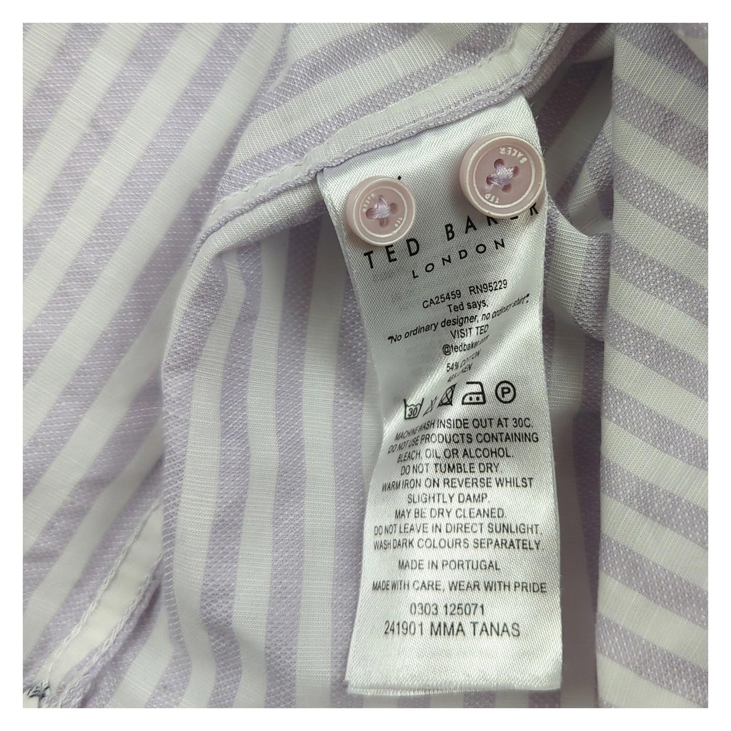 Ted Baker Ted Baker Shirt Size 4 Large Men’s Short Sleeve Cotton White Striped Casual Top shirt RewearableUK