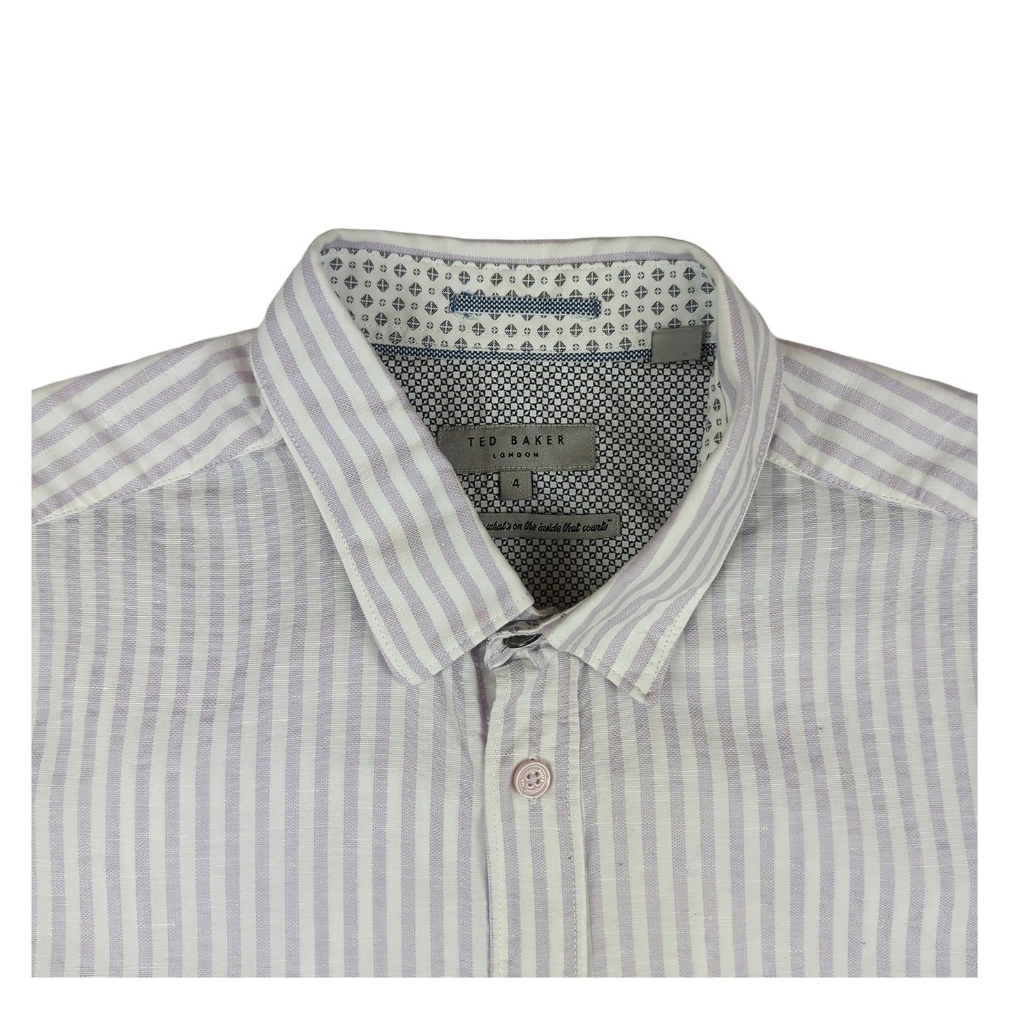 Ted Baker Ted Baker Shirt Size 4 Large Men’s Short Sleeve Cotton White Striped Casual Top shirt RewearableUK