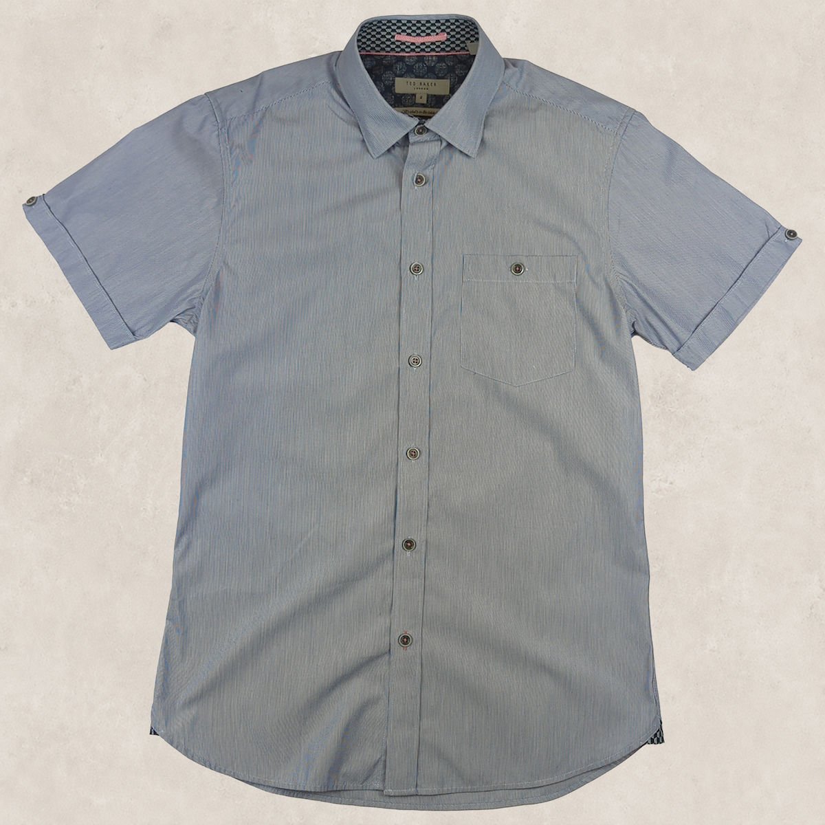 Ted Baker Short Sleeve Shirt Blue Micro Stripe | Men's Small (Size 2) by Ted Baker – shirt | RewearableUK