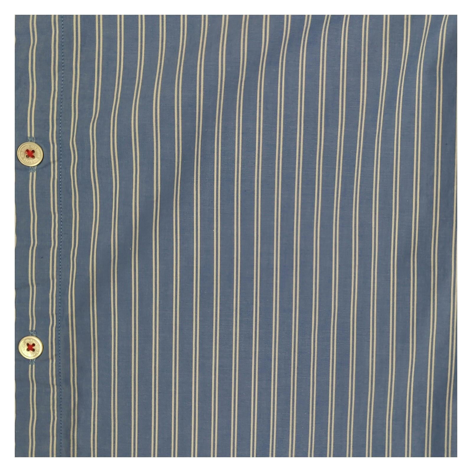 Ted Baker Ted Baker Size 4 Large Blue Striped Short Sleeve Cotton Shirt Men's shirt RewearableUK