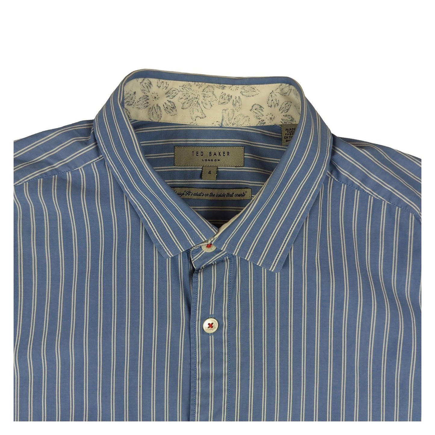 Ted Baker Ted Baker Size 4 Large Blue Striped Short Sleeve Cotton Shirt Men's shirt RewearableUK